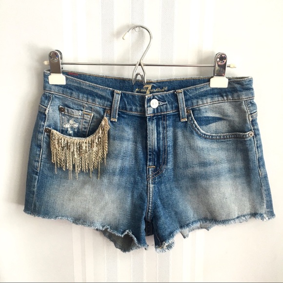 7 For All Mankind Pants - 7 For All Mankind Chain Pocket Jean Shorts Size 26